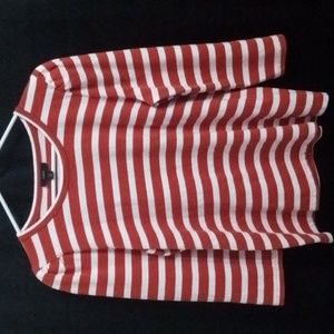 J. Crew size M orange and white striped 3/4 sleeve shirt